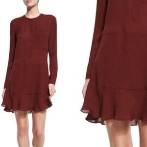 A.L.C. Montana Silk Dress Long Sleeve Rust sz. 2